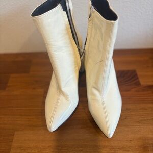 Sam Edelman off white patent leather booties
